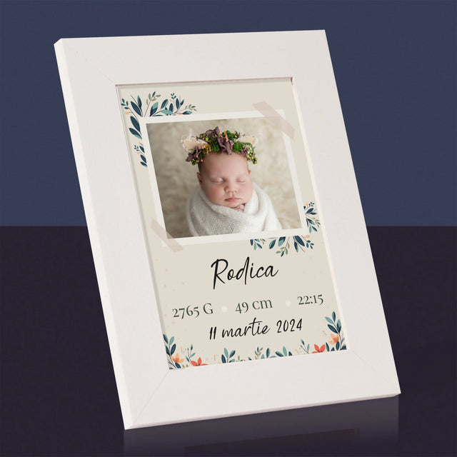 Certificat De Naștere: Certificat De Naștere Flori - Ramă Pentru Fotografii (Horizontală)