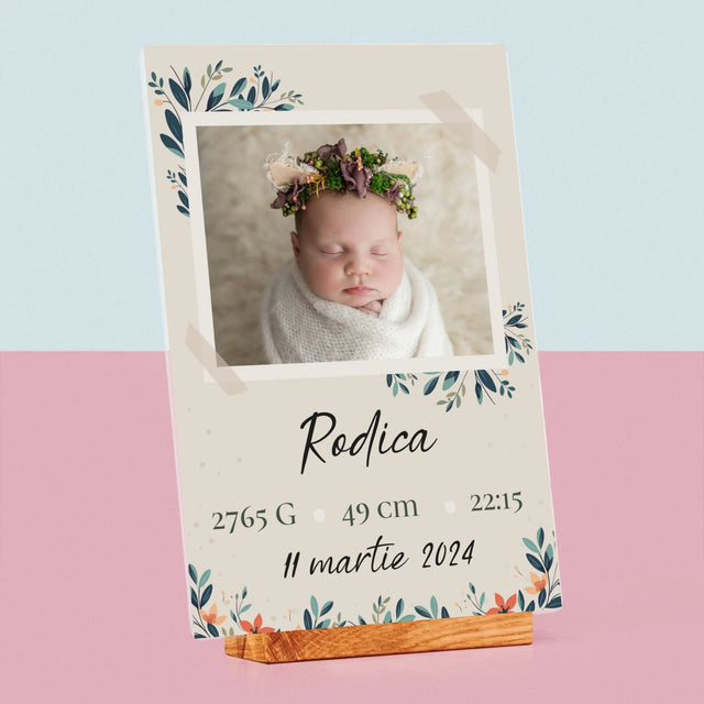 Certificat De Naștere: Certificat De Naștere Flori - Imprimare Pe Sticlă Acrilică (Verticală)
