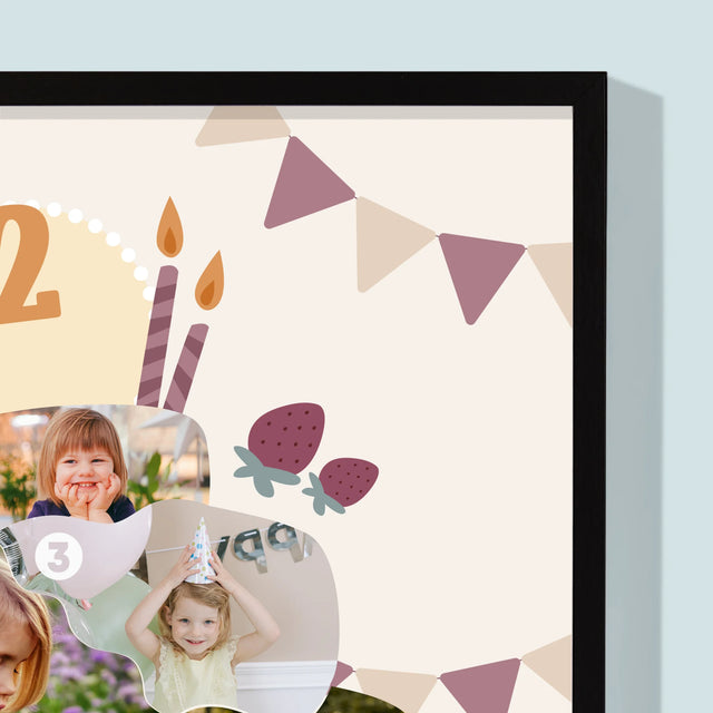 Formă Din Fotografii: Tort De Zi De Naștere - Imprimare Cu Ramă 30X40 (Verticală)