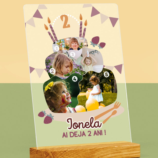 Formă Din Fotografii: Tort De Zi De Naștere - Imprimare Pe Sticlă Acrilică (Verticală)