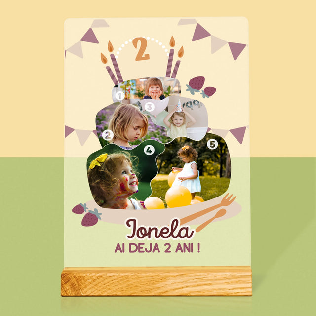 Formă Din Fotografii: Tort De Zi De Naștere - Imprimare Pe Sticlă Acrilică (Verticală)