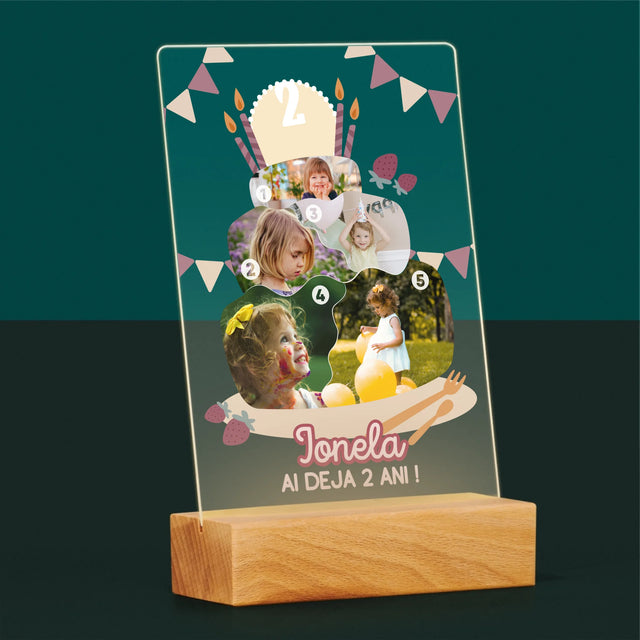 Formă Din Fotografii: Tort De Zi De Naștere - Imprimare Pe Sticlă Acrilică (Verticală)