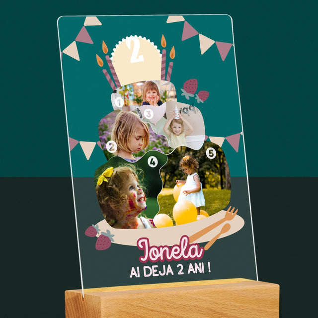Formă Din Fotografii: Tort De Zi De Naștere - Imprimare Pe Sticlă Acrilică (Verticală)
