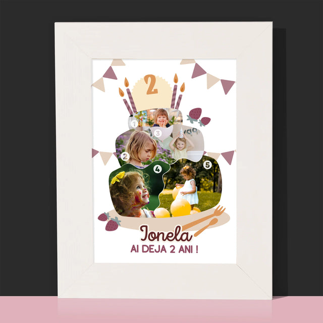 Formă Din Fotografii: Tort De Zi De Naștere - Ramă Pentru Fotografii (Horizontală)