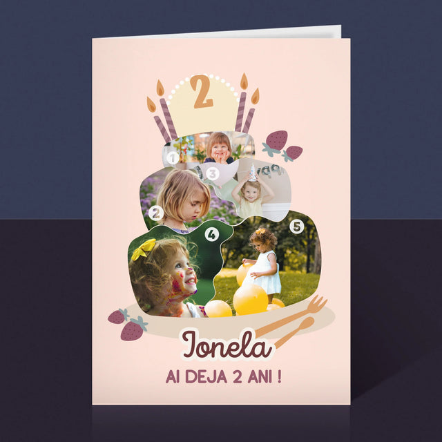 Formă Din Fotografii: Tort De Zi De Naștere - Card Cu Felicitări