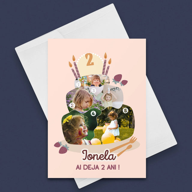 Formă Din Fotografii: Tort De Zi De Naștere - Card Cu Felicitări