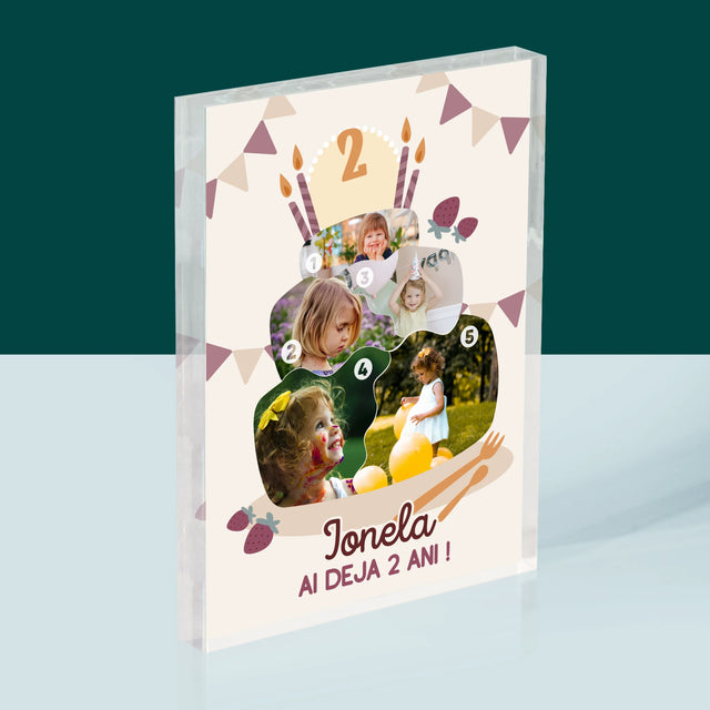 Formă Din Fotografii: Tort De Zi De Naștere - Bloc Acrilic