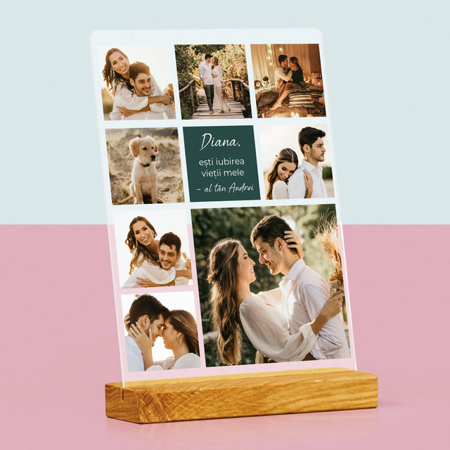 Colaj De Fotografii: Colaj De Dragoste - Imprimare Pe Sticlă Acrilică (Verticală)