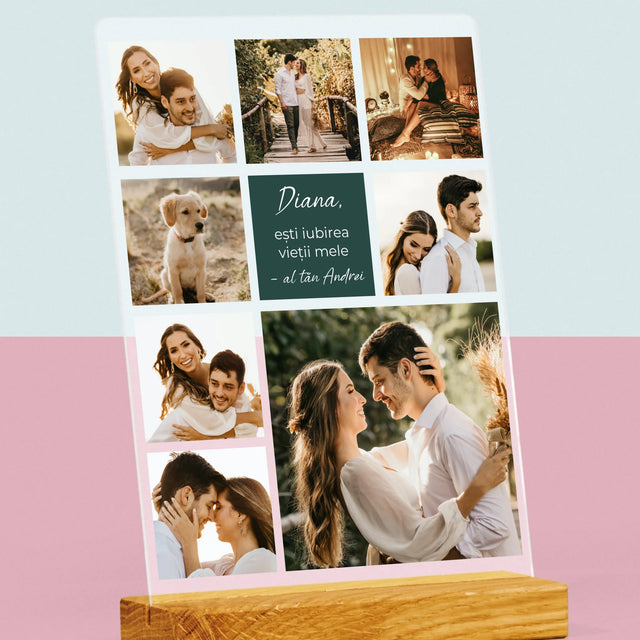 Colaj De Fotografii: Colaj De Dragoste - Imprimare Pe Sticlă Acrilică (Verticală)