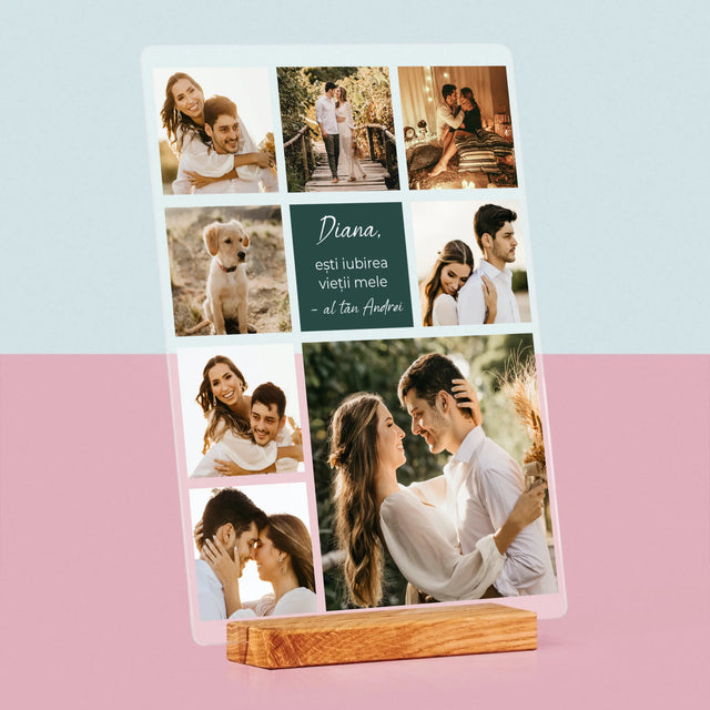 Colaj De Fotografii: Colaj De Dragoste - Imprimare Pe Sticlă Acrilică (Verticală)