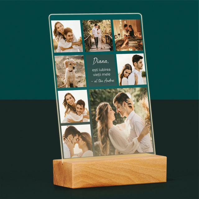 Colaj De Fotografii: Colaj De Dragoste - Imprimare Pe Sticlă Acrilică (Verticală)