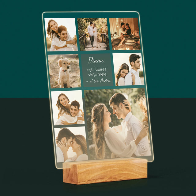 Colaj De Fotografii: Colaj De Dragoste - Imprimare Pe Sticlă Acrilică (Verticală)