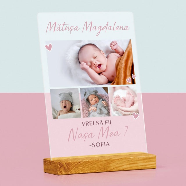 Colaj De Fotografii: Vrei Să Fii Nașa Mea - Imprimare Pe Sticlă Acrilică (Verticală)