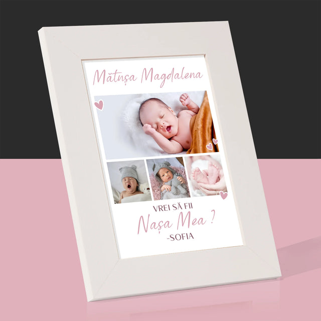 Colaj De Fotografii: Vrei Să Fii Nașa Mea - Ramă Pentru Fotografii (Horizontală)