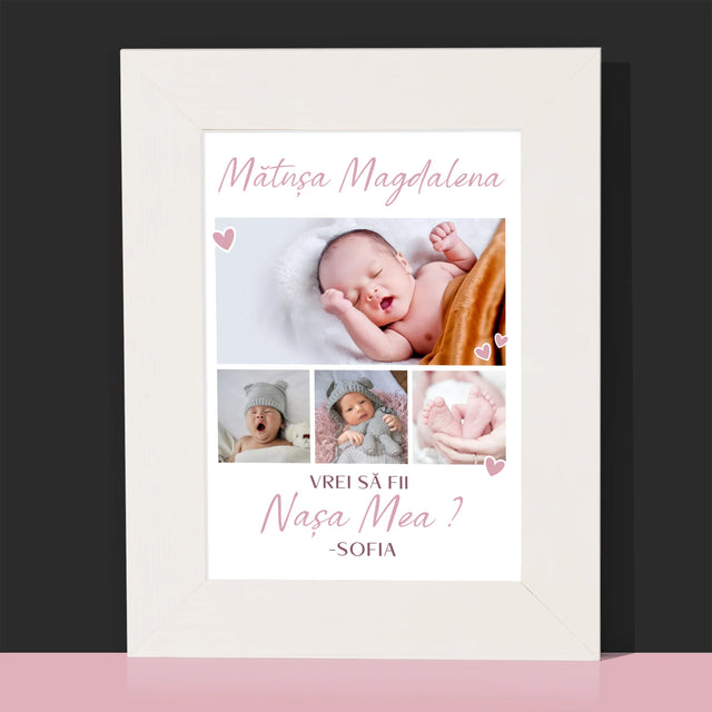 Colaj De Fotografii: Vrei Să Fii Nașa Mea - Ramă Pentru Fotografii (Horizontală)