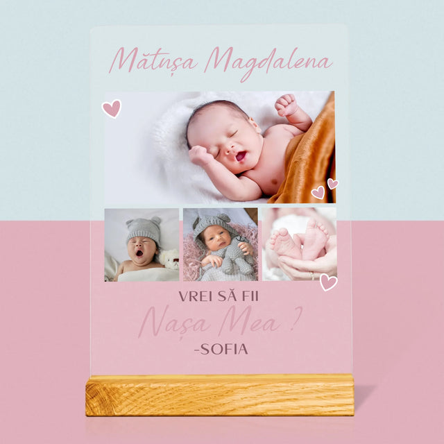 Colaj De Fotografii: Vrei Să Fii Nașa Mea - Imprimare Pe Sticlă Acrilică (Verticală)