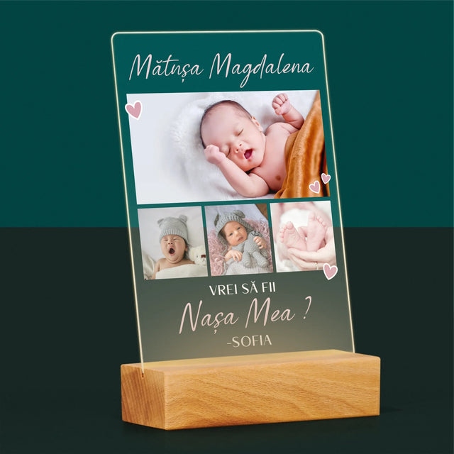 Colaj De Fotografii: Vrei Să Fii Nașa Mea - Imprimare Pe Sticlă Acrilică (Verticală)