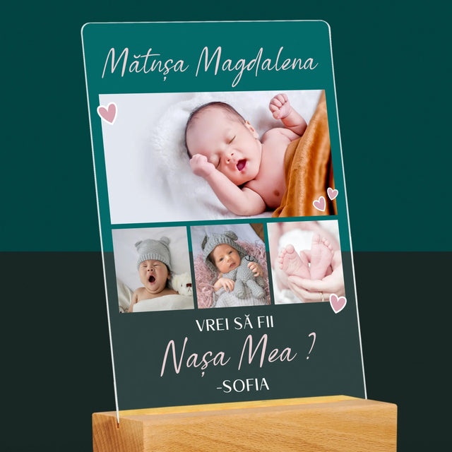 Colaj De Fotografii: Vrei Să Fii Nașa Mea - Imprimare Pe Sticlă Acrilică (Verticală)