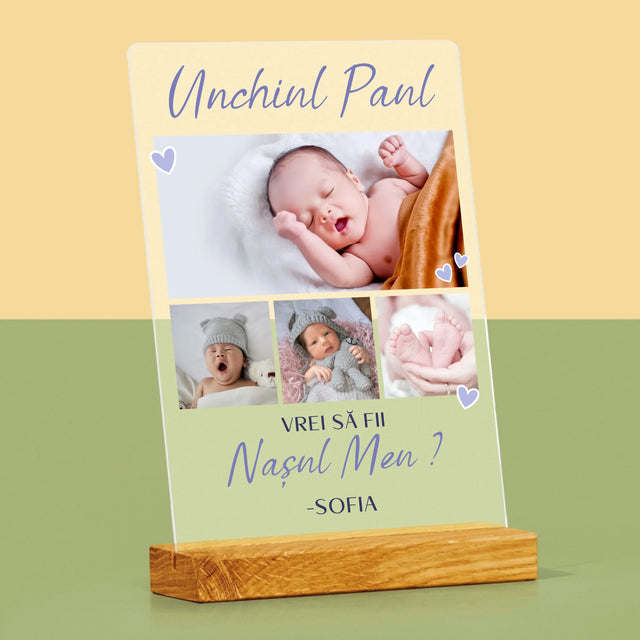 Colaj De Fotografii: Vrei Să Fii Nașul Meu - Imprimare Pe Sticlă Acrilică (Verticală)