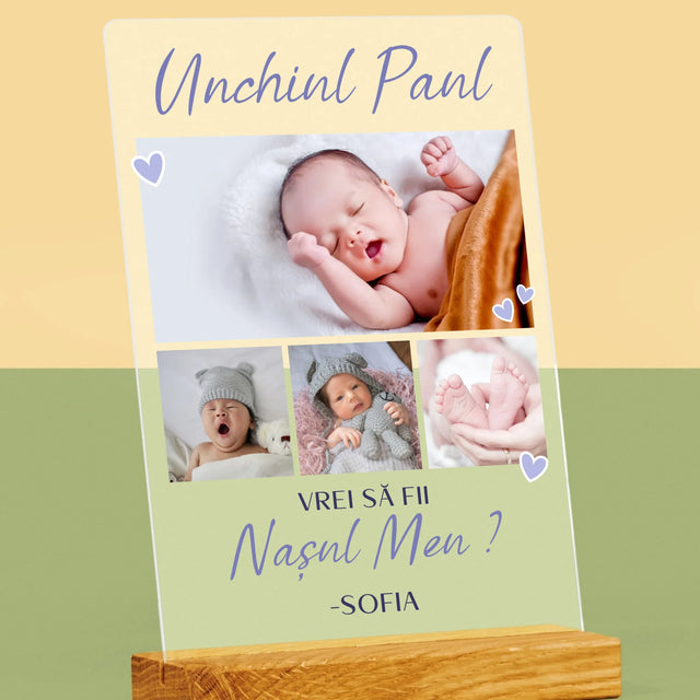 Colaj De Fotografii: Vrei Să Fii Nașul Meu - Imprimare Pe Sticlă Acrilică (Verticală)