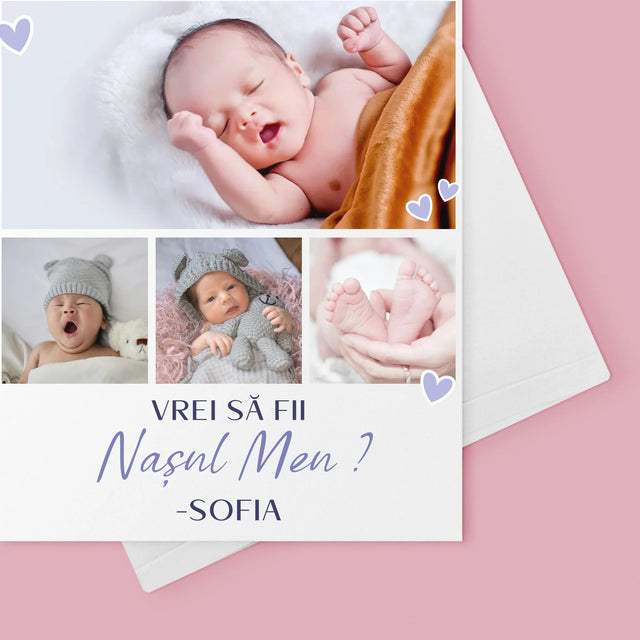 Colaj De Fotografii: Vrei Să Fii Nașul Meu - Card Cu Felicitări