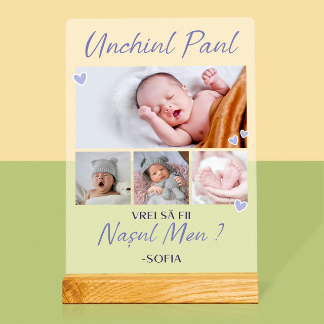 Colaj De Fotografii: Vrei Să Fii Nașul Meu - Imprimare Pe Sticlă Acrilică (Verticală)