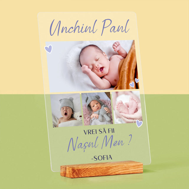 Colaj De Fotografii: Vrei Să Fii Nașul Meu - Imprimare Pe Sticlă Acrilică (Verticală)