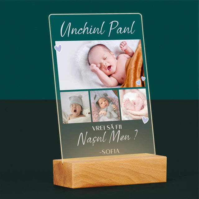 Colaj De Fotografii: Vrei Să Fii Nașul Meu - Imprimare Pe Sticlă Acrilică (Verticală)