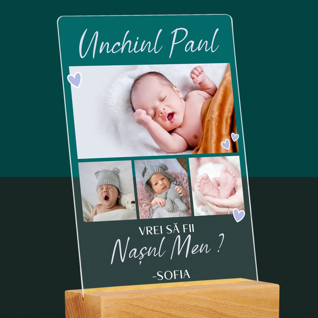 Colaj De Fotografii: Vrei Să Fii Nașul Meu - Imprimare Pe Sticlă Acrilică (Verticală)