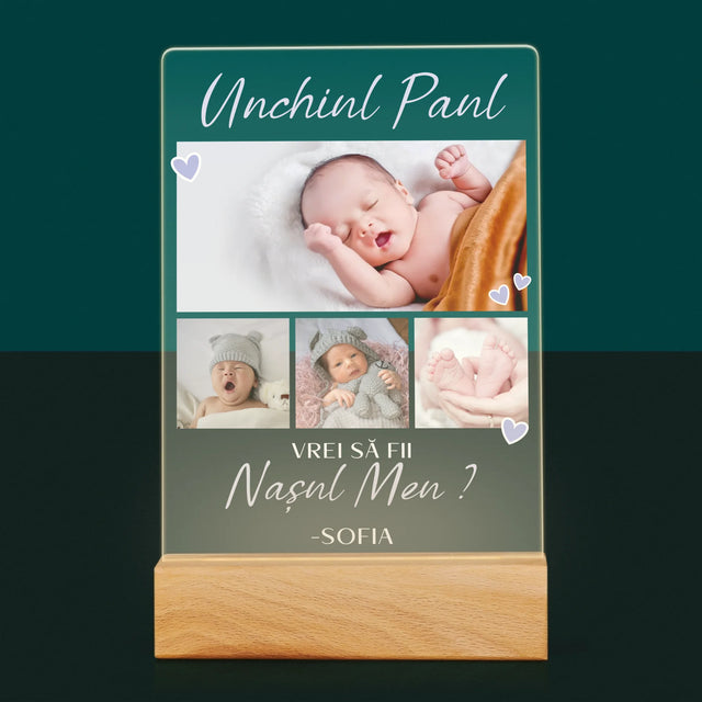 Colaj De Fotografii: Vrei Să Fii Nașul Meu - Imprimare Pe Sticlă Acrilică (Verticală)
