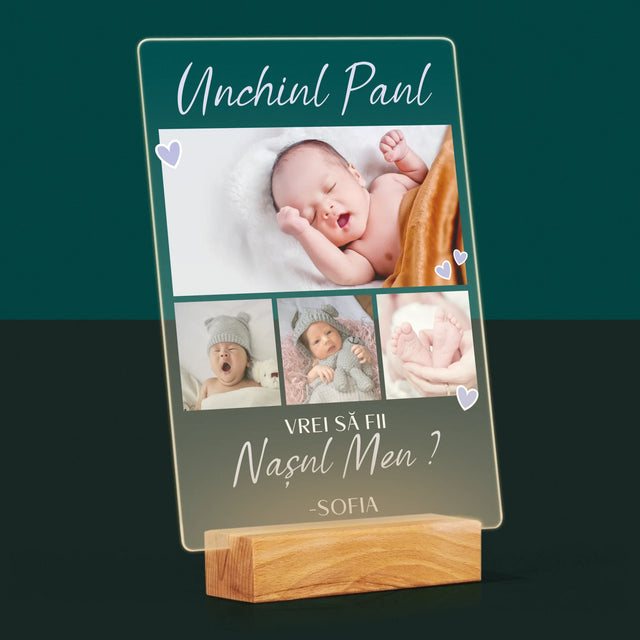 Colaj De Fotografii: Vrei Să Fii Nașul Meu - Imprimare Pe Sticlă Acrilică (Verticală)