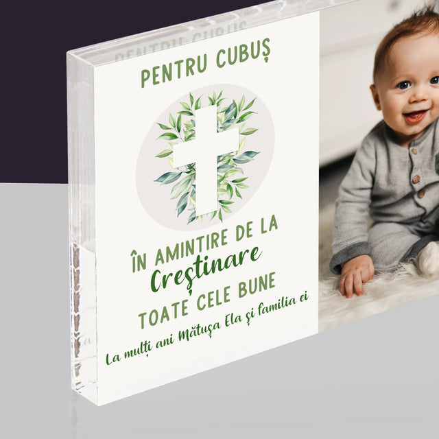 Fotografie Si Semnătură: Sfântul Botez Frunze - Bloc Acrilic