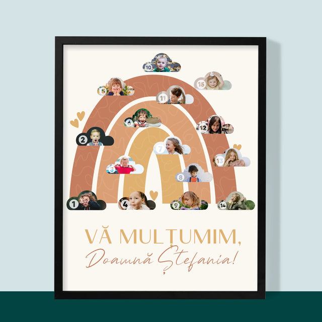 Colaj De Fotografii: Pentru Profesor Curcubeu - Imprimare Cu Ramă 30X40 (Verticală)