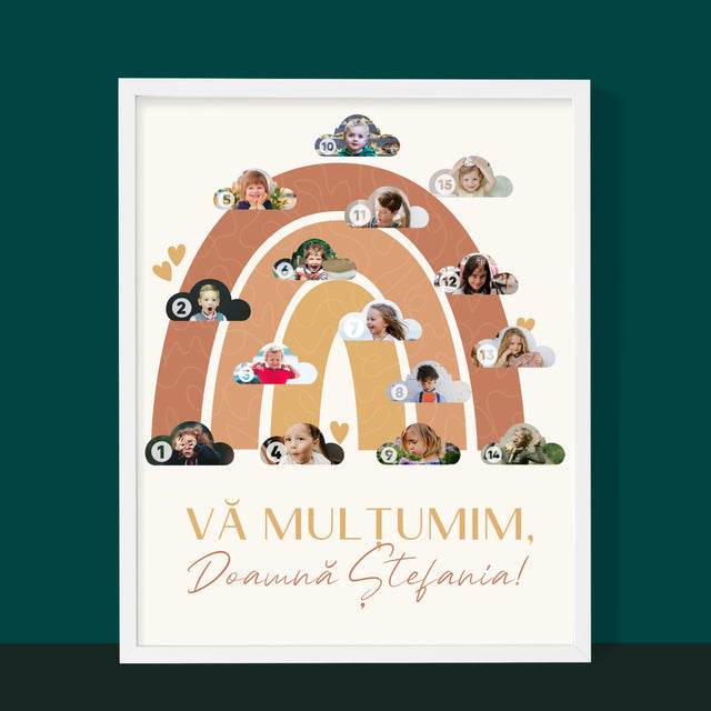 Colaj De Fotografii: Pentru Profesor Curcubeu - Imprimare Cu Ramă 30X40 (Verticală)
