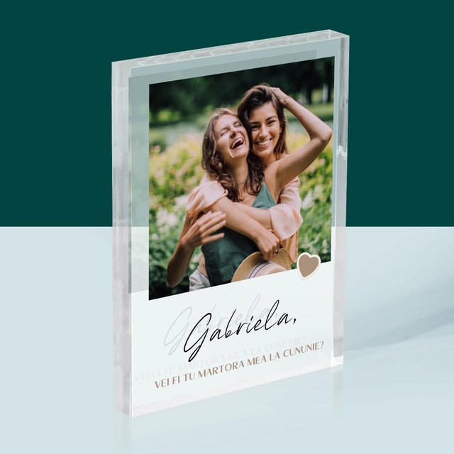 Fotografie Si Semnătură: Fii Martora Mea La Cununie - Bloc Acrilic