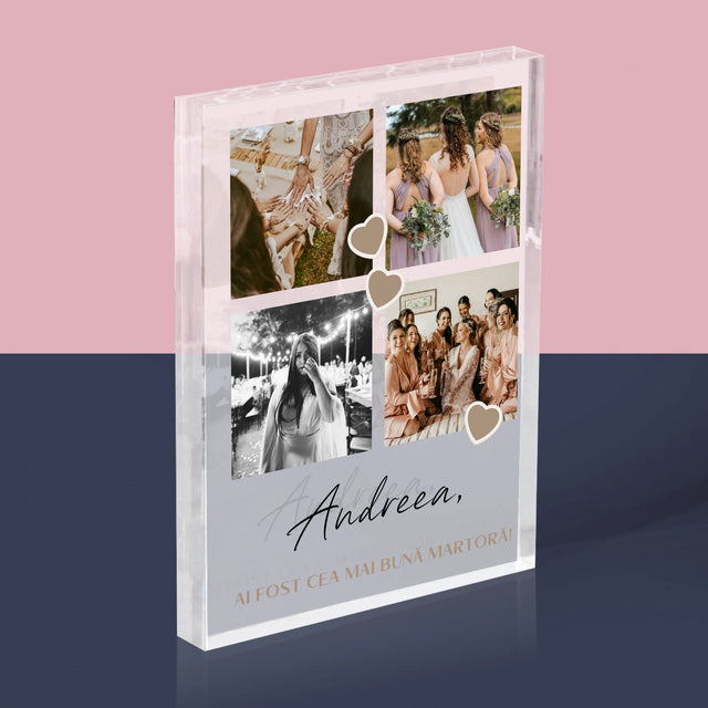 Colaj De Fotografii: Mulțumesc Colaj De Fotografii Pentru Martoră La Cununie - Bloc Acrilic