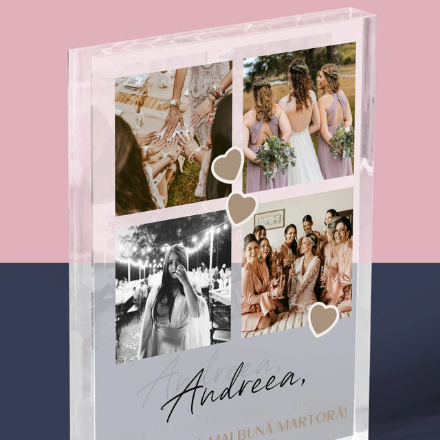 Colaj De Fotografii: Mulțumesc Colaj De Fotografii Pentru Martoră La Cununie - Bloc Acrilic