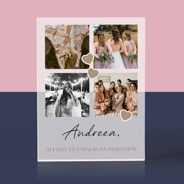 Colaj De Fotografii: Mulțumesc Colaj De Fotografii Pentru Martoră La Cununie - Bloc Acrilic