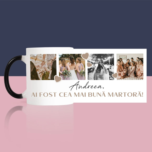 Colaj De Fotografii: Mulțumesc Colaj De Fotografii Pentru Martoră La Cununie - Cană