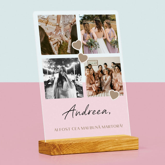Colaj De Fotografii: Mulțumesc Colaj De Fotografii Pentru Martoră La Cununie - Imprimare Pe Sticlă Acrilică (Verticală)