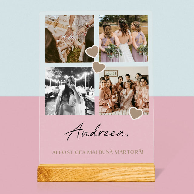 Colaj De Fotografii: Mulțumesc Colaj De Fotografii Pentru Martoră La Cununie - Imprimare Pe Sticlă Acrilică (Verticală)