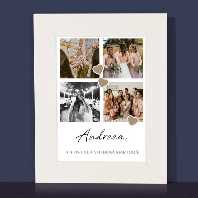 Colaj De Fotografii: Mulțumesc Colaj De Fotografii Pentru Martoră La Cununie - Ramă Pentru Fotografii (Horizontală)