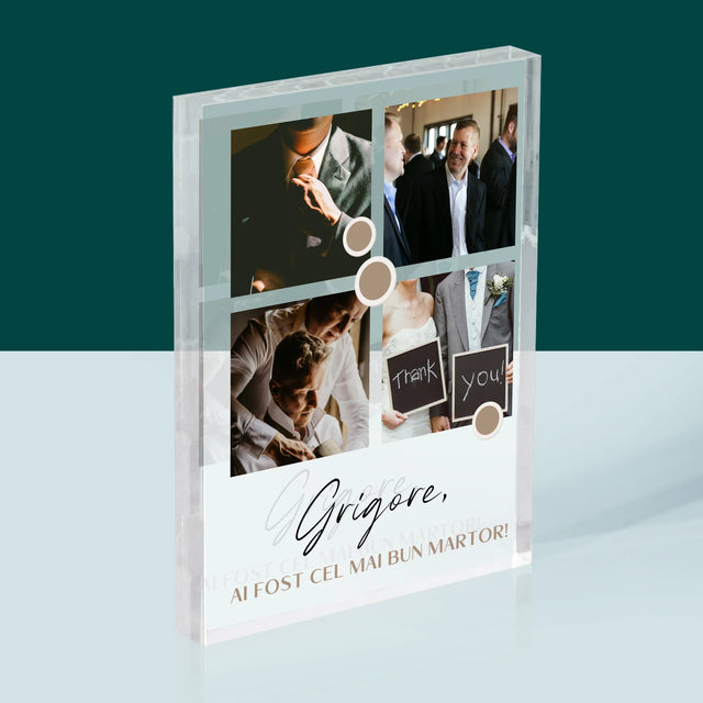 Colaj De Fotografii: Mulțumesc Colaj De Fotografii Pentru Martor La Cununie - Bloc Acrilic