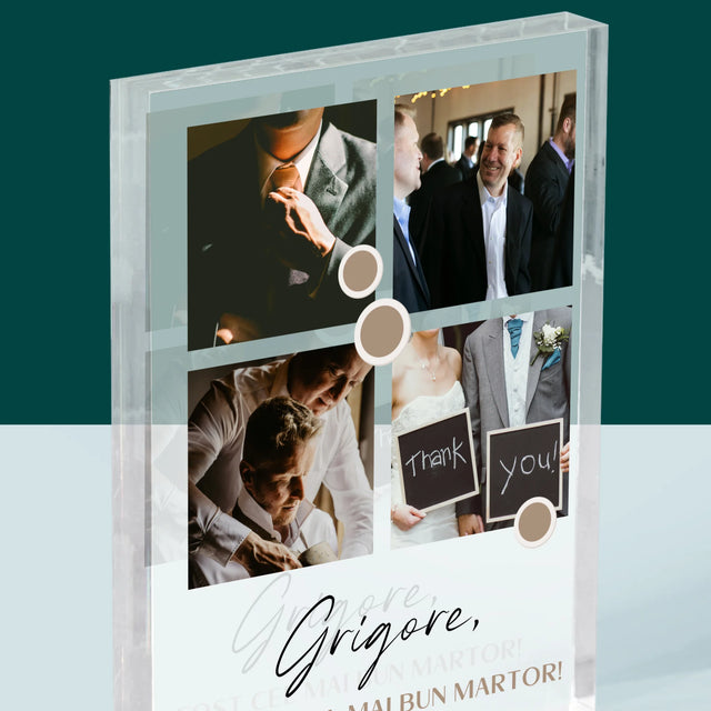 Colaj De Fotografii: Mulțumesc Colaj De Fotografii Pentru Martor La Cununie - Bloc Acrilic