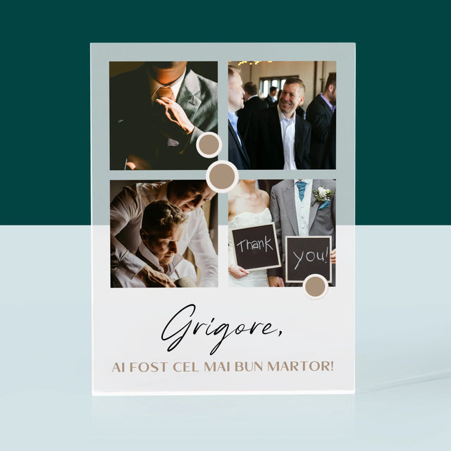 Colaj De Fotografii: Mulțumesc Colaj De Fotografii Pentru Martor La Cununie - Bloc Acrilic