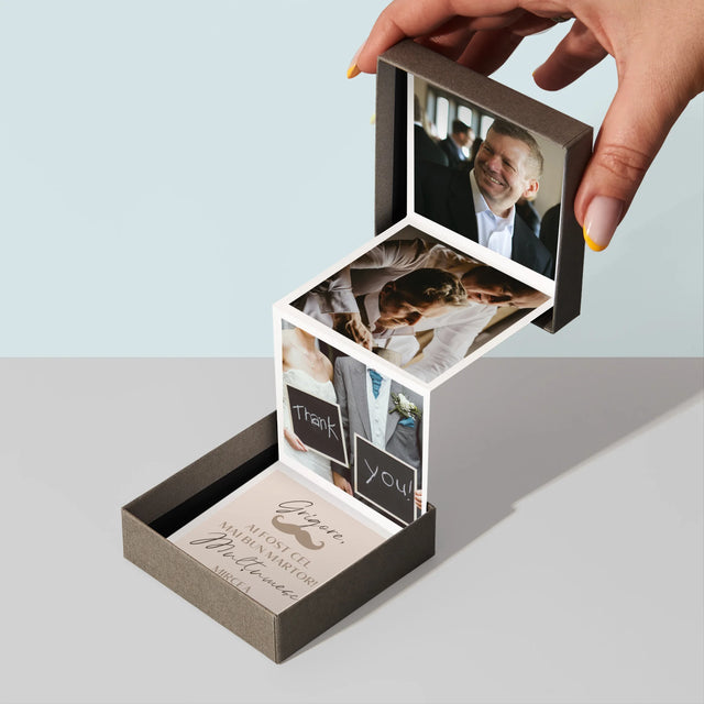 Colaj De Fotografii: Mulțumesc Colaj De Fotografii Pentru Martor La Cununie - Set De Fotografii Pliante