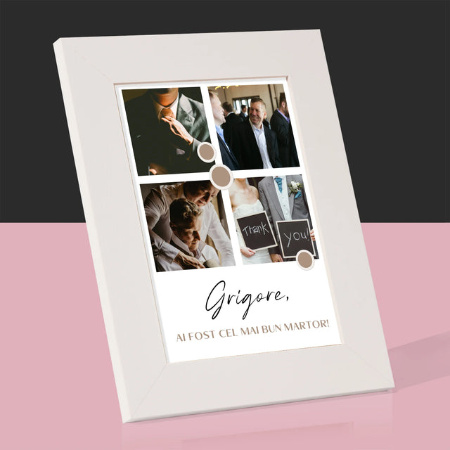 Colaj De Fotografii: Mulțumesc Colaj De Fotografii Pentru Martor La Cununie - Ramă Pentru Fotografii (Horizontală)