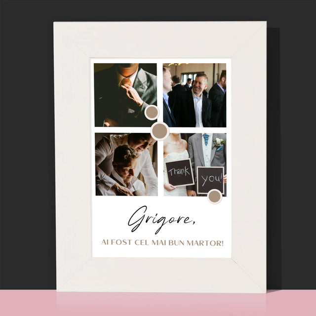 Colaj De Fotografii: Mulțumesc Colaj De Fotografii Pentru Martor La Cununie - Ramă Pentru Fotografii (Horizontală)