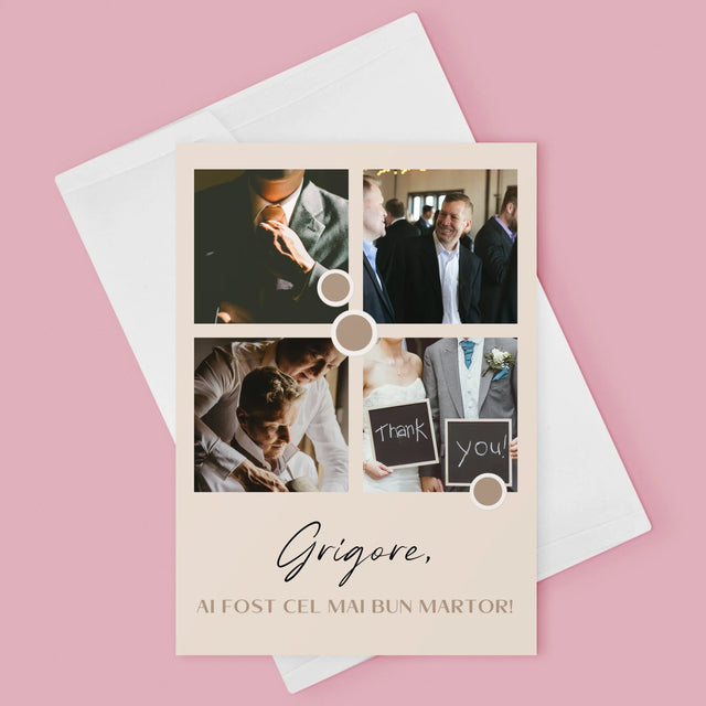 Colaj De Fotografii: Mulțumesc Colaj De Fotografii Pentru Martor La Cununie - Card Cu Felicitări