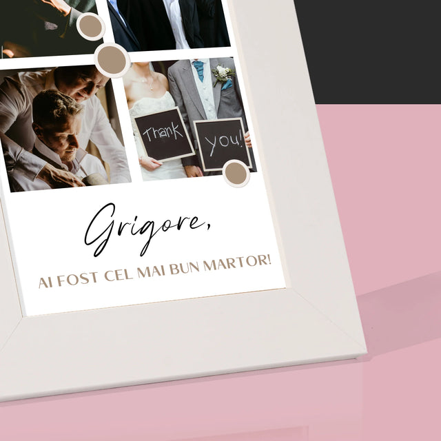 Colaj De Fotografii: Mulțumesc Colaj De Fotografii Pentru Martor La Cununie - Ramă Pentru Fotografii (Horizontală)